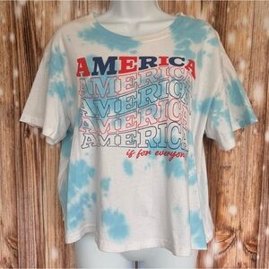 Mighty Fine “America” Tie-dye Crop Tee